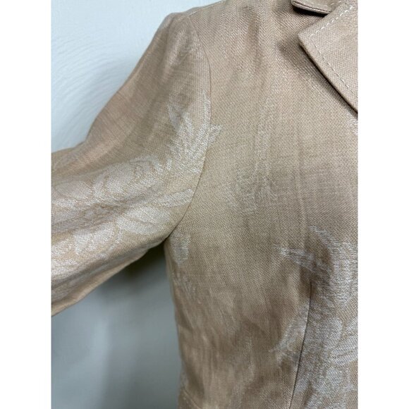 Tommy Bahama Womens‎ 100% Linen Tan Floral Button Up Jacket - Picture 2 of 13